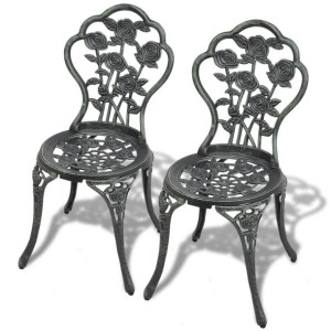 Krzesła bistro 2 szt. odlewane aluminium zielone