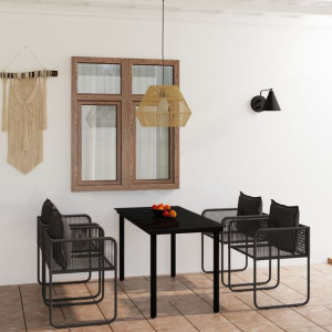 Zestaw ogrodowy 5-cz. czarny rattan PE