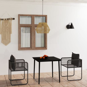Zestaw bistro 3-cz. do ogrodu czarny rattan PE
