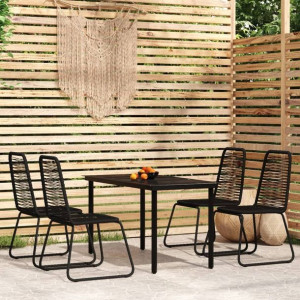 Zestaw ogrodowy 5-cz. czarny rattan PE