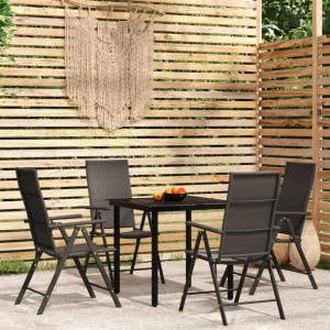 Zestaw ogrodowy 5-cz. czarny rattan PE