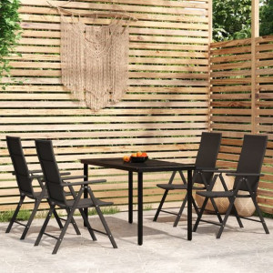 Zestaw ogrodowy 5-cz. czarny rattan PE