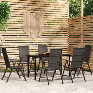 Zestaw ogrodowy 7-cz. czarny rattan PE