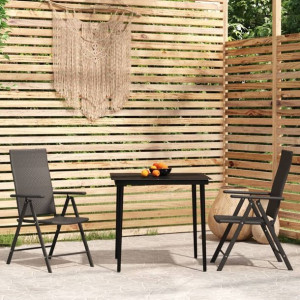 Zestaw bistro 3-cz. do ogrodu czarny rattan PE
