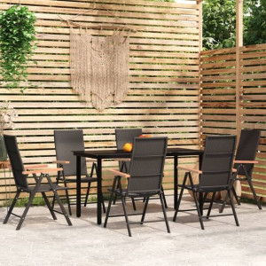 Zestaw ogrodowy 7-cz. czarny rattan PE