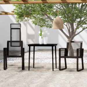 Zestaw bistro 3-cz. do ogrodu czarny rattan PE