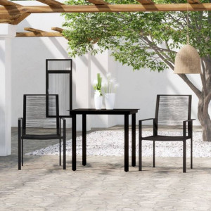 Zestaw bistro 3-cz. do ogrodu czarny rattan PE
