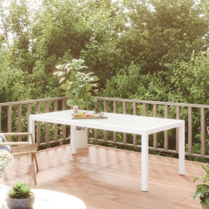 Stół biały 190x90x75cm szkło hartowane i rattan PE