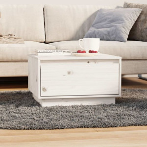 Stolik kawowy biały 55x56x32cm lite drewno sosnowe