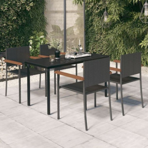 Zestaw ogrodowy 5-cz. czarny rattan PE
