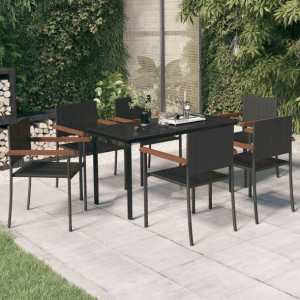 Zestaw ogrodowy 7-cz. czarny rattan PE