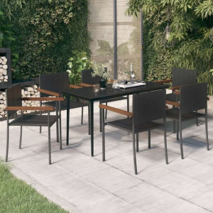 Zestaw ogrodowy 7-cz. czarny rattan PE