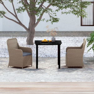 Zestaw bistro 3-cz. do ogrodu z poduszkami brązowy rattan PE