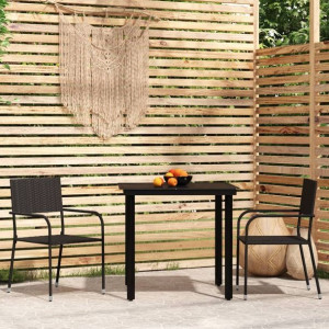 Zestaw bistro 3-cz. do ogrodu czarny rattan PE