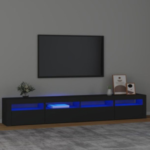 Szafka RTV z oświetleniem LED czarna 240x35x40cm