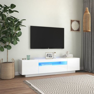 Szafka TV z LED połysk biała 160x35x40cm