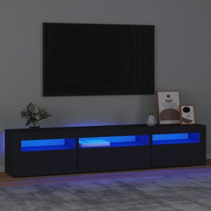 Szafka RTV z oświetleniem LED czarna 195x35x40cm