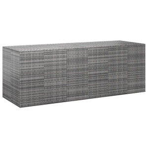 Skrzynia ogrodowa rattan PE 291x100.5x104cm szara
