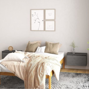 Szafki nocne wiszące 2 szt. szare 60x30x35cm lite drewno sosnowe