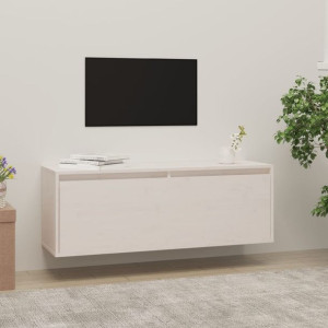 Szafka RTV wisząca biała 100x30x35cm drewno sosnowe