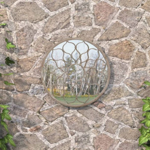 Lustro ogrodowe kolor piaskowy 60x3cm okrągła żelazna rama