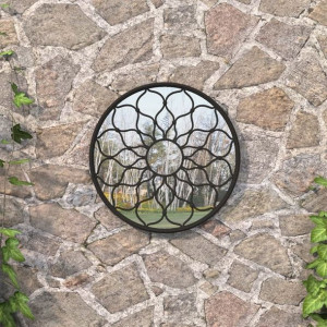 Lustro ogrodowe czarne 60x3cm okrągła żelazna rama