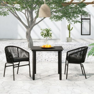 Zestaw bistro 3-cz. do ogrodu czarny rattan PVC