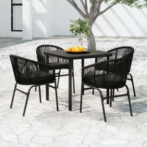Zestaw ogrodowy 5-cz. czarny rattan PVC