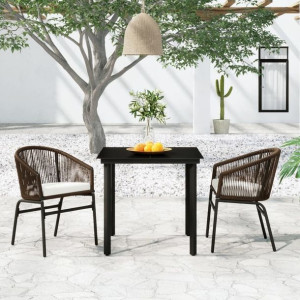 Zestaw bistro 3-cz. do ogrodu czarny rattan PVC