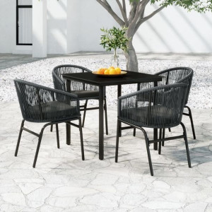 Zestaw ogrodowy 5-cz. antracytowy rattan PVC