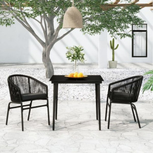Zestaw bistro 3-cz. do ogrodu czarny rattan PVC