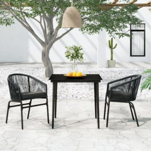 Zestaw bistro 3-cz. do ogrodu antracytowy rattan PVC