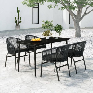 Zestaw ogrodowy 5-cz. antracytowy rattan PVC