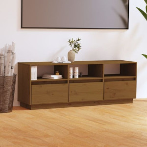 Szafka RTV miodowy brąz 140x37x50cm lite drewno sosnowe