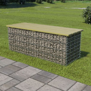 Ławka gabionowa 120cm stal galwanizowana i drewno