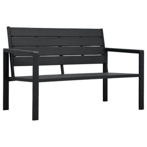 Ławka ogrodowa 120cm czarna HDPE o wyglądzie drewna