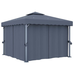 Altana ogrodowa z zasłonami 3x3m antracytowa aluminium