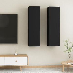 Szafki RTV 2 szt. czarne 30.5x30x110cm płyta wiórowa