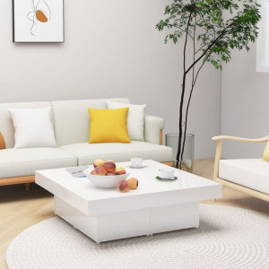 Stolik kawowy biały wysoki połysk 90x90x28cm płyta wiórowa