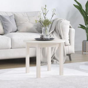 Stolik kawowy biały Ø 55x45cm lite drewno sosnowe
