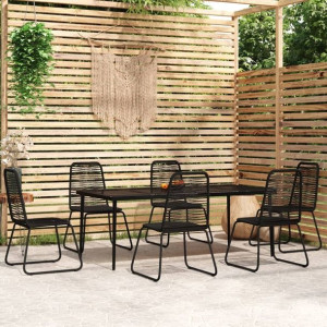 Zestaw ogrodowy 7-cz. czarny rattan PE