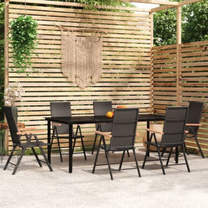 Zestaw ogrodowy 7-cz. czarny rattan PE