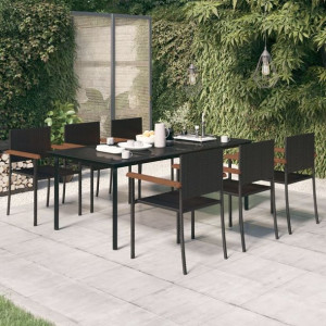 Zestaw ogrodowy 7-cz. czarny rattan PE