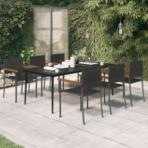 Zestaw ogrodowy 7-cz. czarny rattan PE