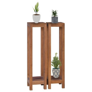 Stojaki na rośliny 2 szt. 25x25x100cm lite drewno tekowe