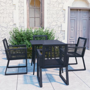 Zestaw ogrodowy 5-cz. rattan PVC czarny