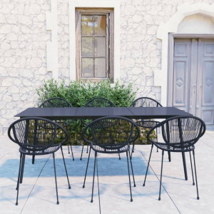 Zestaw ogrodowy 7-cz. rattan PVC czarny