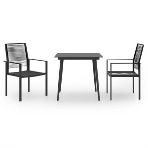 Zestaw bistro 3-cz. do ogrodu czarny rattan PVC