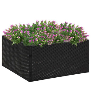 Donica ogrodowa czarna 80x80x40cm rattan PE