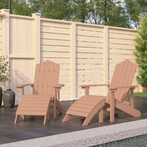 Krzesła ogrodowe Adirondack z podnóżkami 2 szt. HDPE brązowe